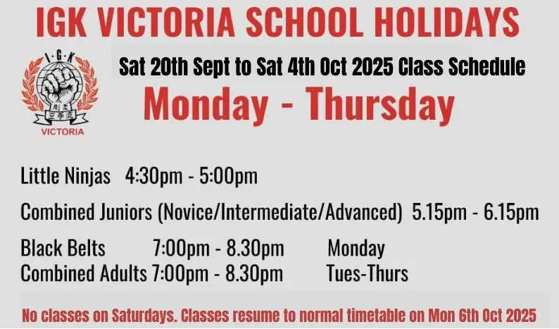 IGK Victoria Sept 2025 School Holidays classes